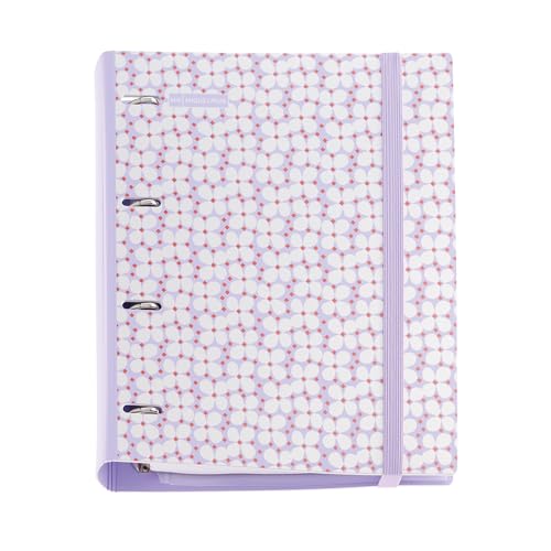 Miquelrius - Carpebloc de plástico polyfoam, Carpeta anillas A4, Incluye un recambio de 100 hojas cuadriculadas + 4 separadores + 1 sobre de polipropileno, Archivador 4 anillas, Cierre de goma