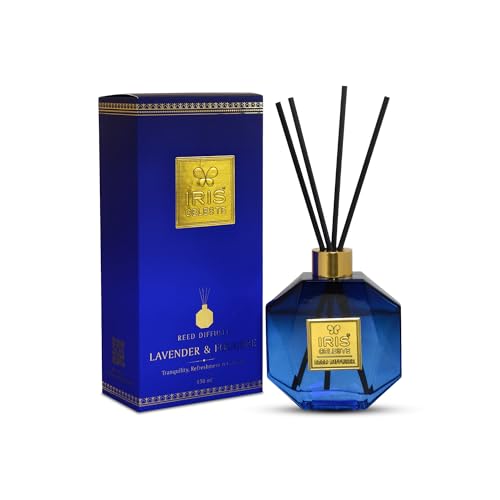 Image of IRIS Celeste Lavender & Fougere Reed Diffuser Set - 150ml | 4 Premium Black Fiber Reed Sticks (9 inch) | Long-Lasting Air Freshener for Home, Bedroom, Office | Ideal for Gifting