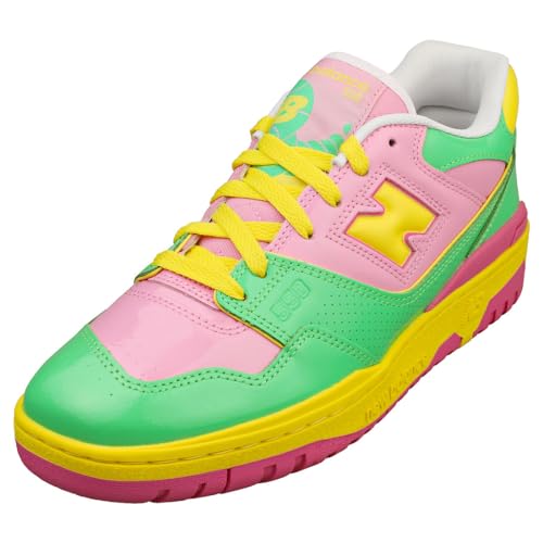 New Balance 550 Men's Sneakers, Pink/Palm Leaf/Lemon Zest, Size 10