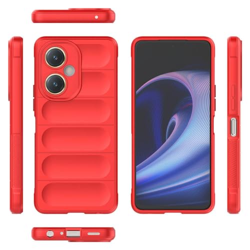 Image of amazon basics Mobile Cover for Vivo Y27 4G | Full Camera Protection | Liquid Silicon Case | Flexible Bumper Case for Vivo Y27 4G (Red)