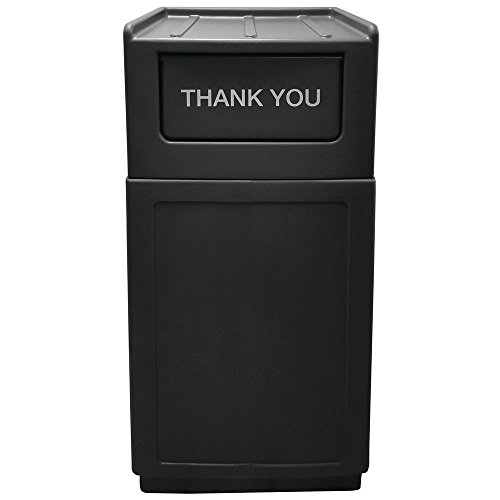 Hubert Trash Receptacle Garbage Can with Tray Top Lid 39 Gallon Black
