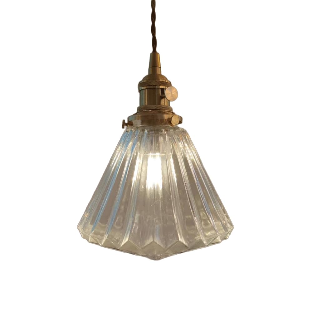 HXYSXHJUO Vintage Hallway Entrance Light Creative Brass Glass Pendant Lamp Honeycomb Ball Hanging Fixtures Lighting Drop Ceiling with Clear for Loft Single Chandelier