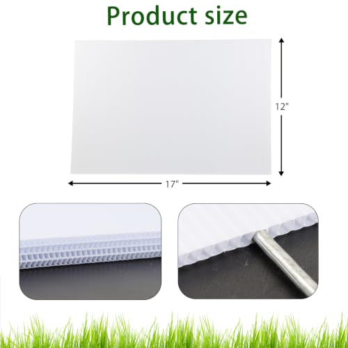 Image of 12 Pack Blank Yard Signs 17 x 12 in with Metal Stakes, White Plastic Yard Lawn Sign for Birthday Decoration,Garage Sale,Guidepost, Open House, Rent
