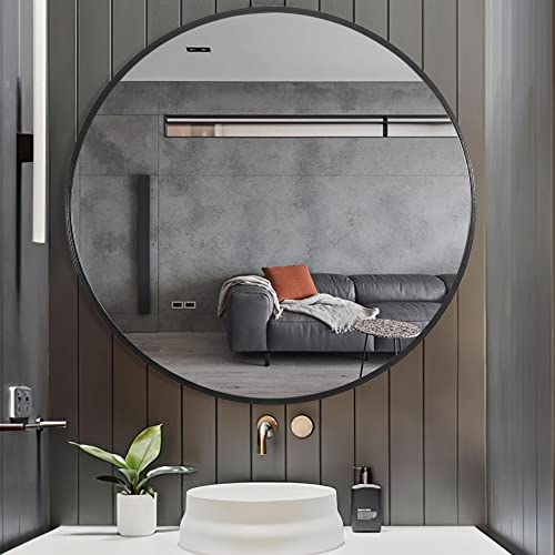 Neutype 36 Inch Round Mirror Circle Mirrors For Wall, Black Bathroom Mirror For Wall Round Mirrors For Bathroom, Wall Mounted Mental Frame Home Decor For Bathroom Entry Dining Room And Living Room #TOP5