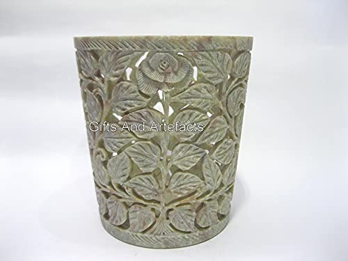 Gifts And Artefacts Maceta de piedra de jabón para decoración de jardín, maceta hecha a mano de Creative Art Gallery