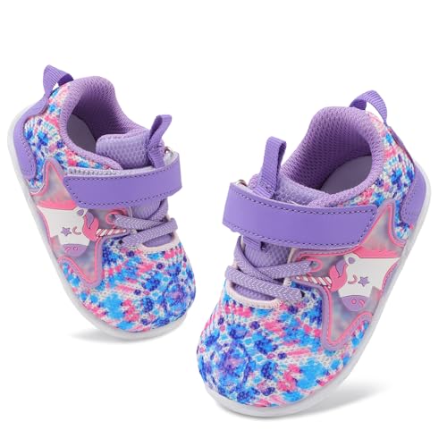 Xihalook Baby Boy Girl Shoes Breathable Walking Shoes Non-Slip Sneakers Infant First Walkers Purple Dye cover