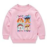 [Playcotton] パウパトロール 子供服 春秋 スウェット 長袖 クルーネック 男の子 女の子 綿100% キッズ 薄手 カジュアル 小学生 トップス プレゼント ピンク 120CM