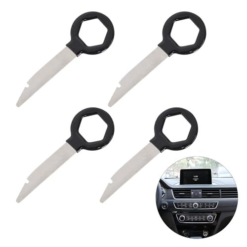 4 Pièces Clé Extraction Autoradio|Compatible avec VW Audi Seat Skoda Mercedes Benz A3 T5 Golf 2 DIN AutoRadio Acier Inoxydable Clef - Auto