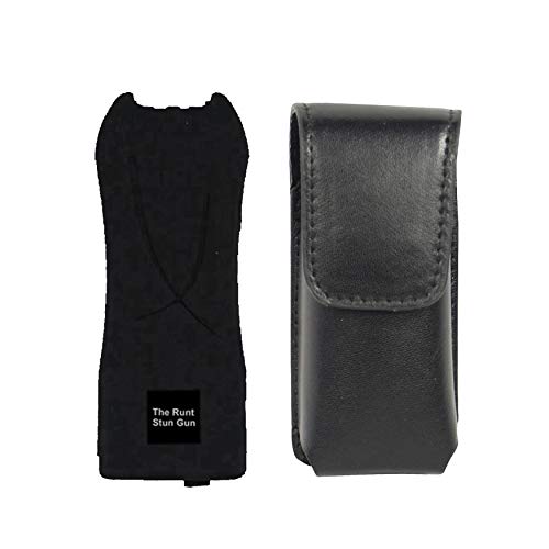 RUNT College Safety Bundle Black 80 MIL Stun Gun with Disable Strap and Leatherette Holster - Lot of 2 as Shown