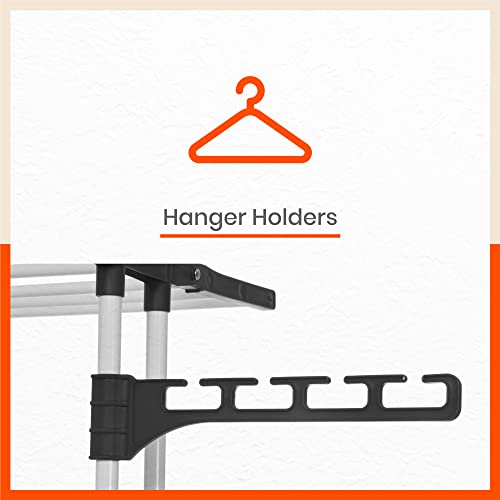 Image of Bathla 2 Level Modular Cloth Drying Stand with Wheels - Rustproof Portable Steel Laundry Rack (Black - Medium) - Clothes Dryer for Balcony, Indoor & Outdoor Use