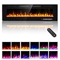 BREEZEHEAT 60" Ultra Thin Electric Fireplace Insert-ETL Certified, Recessed/Wall Mount, 3D Flame with Crystal, Remote & Touch, 750W/1500W (700 Sq.Ft), 8H Timer