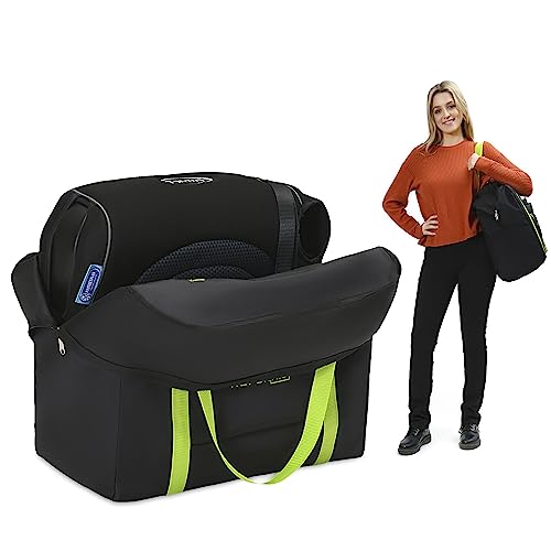 Reperkid Booster Seat Travel Bag for Airplane, Black and Green, 17' H x 16.5' W x 9.5' D, Compatible with Gb Pockit Stroller & Most Boosters– Premium Waterproof Cover, Hand Bag Design, Durable Zipper