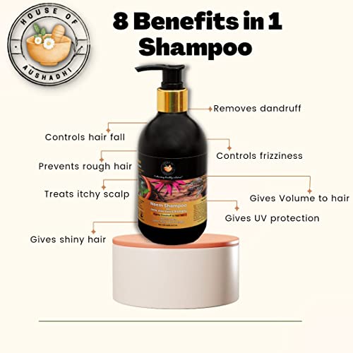 Image of anti dandruff shampoo - for women and men, sulphate and paraben free herbal shampoo for dry and frizzy hair, anti hairfall mild clarifying cleanser, natural hair care products
