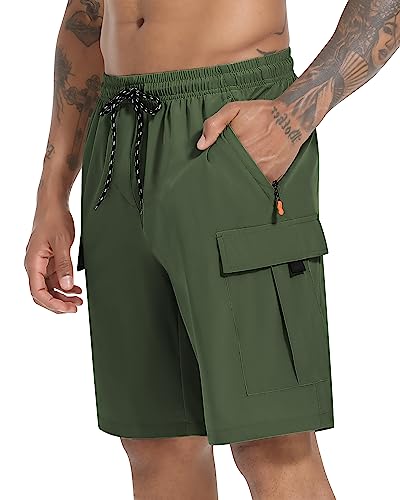 Men's Cargo Shorts Quick Dry Lightweight Stretch Hiking Shorts for Men with 5 Pockets No Lining