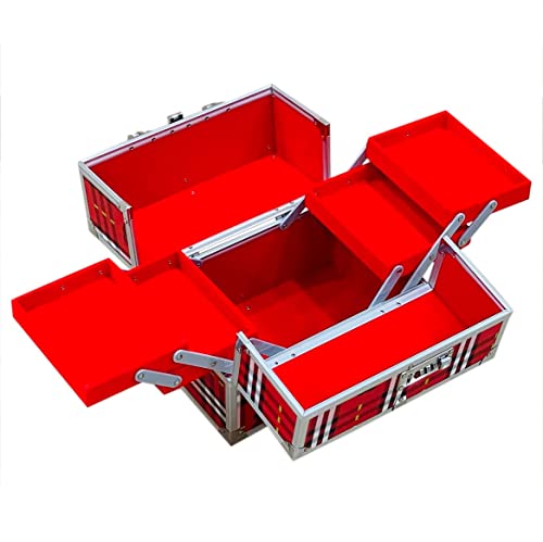 Image of Adson Professional Beauty Women's Makeup Bag, Cosmetic Box, Vanity Case /Box, Trousseau Box, Bridal Jewellery Organiser (Red)