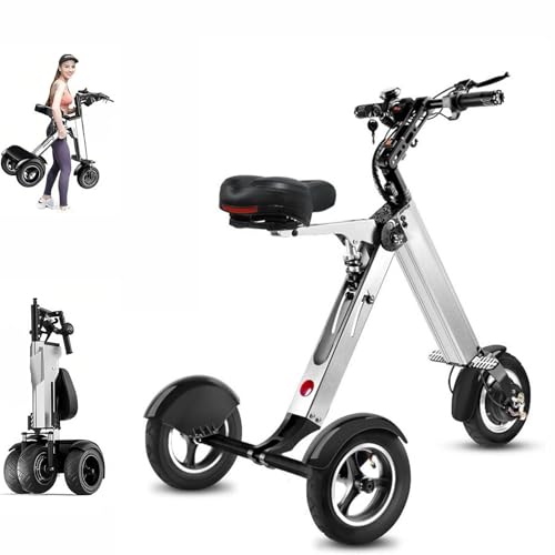 DPQYJPP Monopattini a 3 Ruote per Adulti, Monopattino Elettrico con Sedile, Motore Peak 250 W, Monopattino Pieghevole disabili, Batteria 36 V 8 Ah, Triciclo Elettrico con Funzione retromarcia