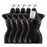 Topmaster Female Bathing Suit Holder - Durable Female Mannequin Torso, Lightweight and Portable Half Body Shirt Holder with Hanging Hook, Female Mannequin for Shirt and Swimwear, Black, Pack of 5