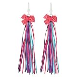 YELARXI Bike Streamers, Bike Tassel Handlebar Streamers Colorful - Fitting for (Bicycle Tricycle Grips - Scooter Accessories - Decorations - Girls) 1 Pair & 10Inch & Blue Purple