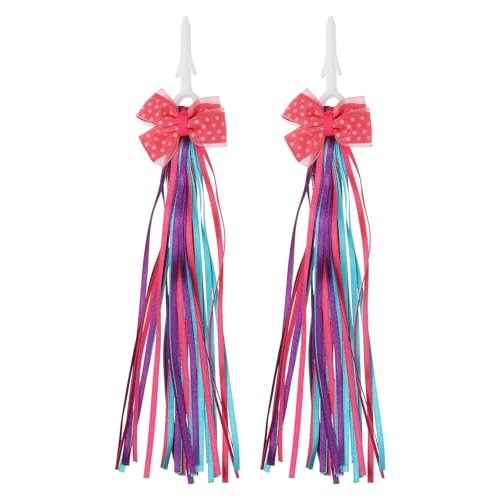 YELARXI Bike Streamers, Bike Tassel Handlebar Streamers Colorful - Fitting for (Bicycle Tricycle Grips - Scooter Accessories - Decorations - Girls) 1 Pair & 10Inch & Blue Purple