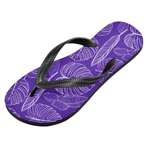Leaf Purple White Flip Flops for Beach Thong Sandals Anti-slip Lightweight Beach Shoes for Indoor Outdoor House2