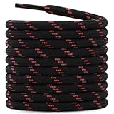 DELELE 2 Pair Thick Round Climbing Shoelaces Black Red Dots Hiking Shoe Laces Boot Laces 45 inch