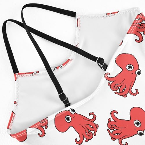 Girls One Piece Swimsuits Red Octopus Quick Dry Beach Swimwear Bathing Suit for Beach 3-10 Years4
