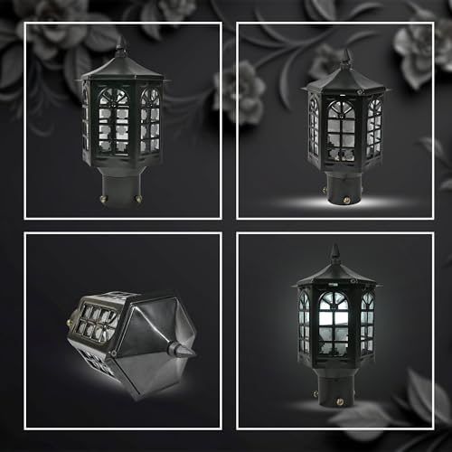 Image of SINOMAN Outdoor Post Lantern Gate Light Black Pillar Lamp Garden Light with Clear Glass Weatherproof Fixture for Pathway Front Entrance Patio or Walkway (Without Bulb) (Pack of 1)
