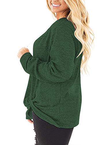 Image of DOLNINE Womens Plus Size Knotted Tops Long Sleeve Tee Shirts Loose Casual Blouse