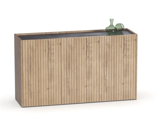 PEGANE Buffet, Commode de Salon Coloris chêne doré - Longueur 140 x Profondeur 40 x Hauteur 80 cm