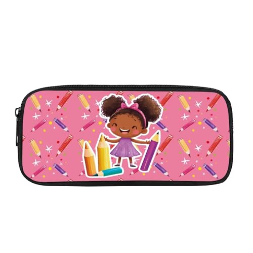 Image of Pencil Case Organizer for Kids Girl Boy Pencil Girl Print Pen Marker Holder Zipper Storage Bag Big Pencil Pouch for College School Office Pink