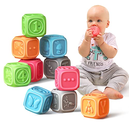 Image of TUMAMA Baby Blocks, Soft Building Blocks for Toddlers, Chewing Toys Educational Bath Toys With Numbers, Shapes, Animals, Letters for 0-3 Years
