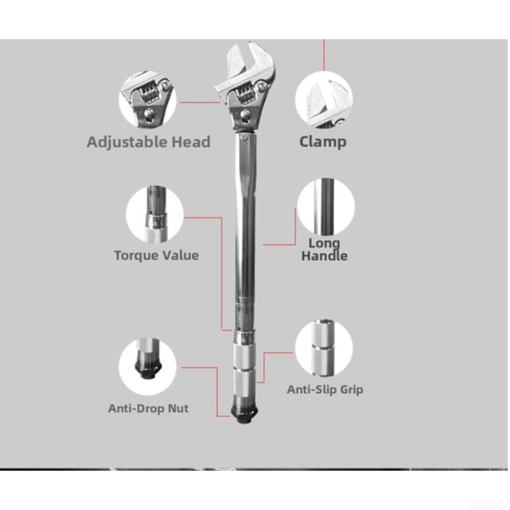 Chiave dinamometrica regolabile 4 in 1, acciaio al cromo vanadio, meccanismo a cricchetto, gamma di coppia 19 110 NM, impugnatura ergonomica antiscivolo, funzionamento sicuro