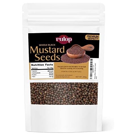 Rulop Black Mustard Seeds 200g, Resealable Pouch To Maintain Freshness, Brown Mustard Seeds For Cooking Cover