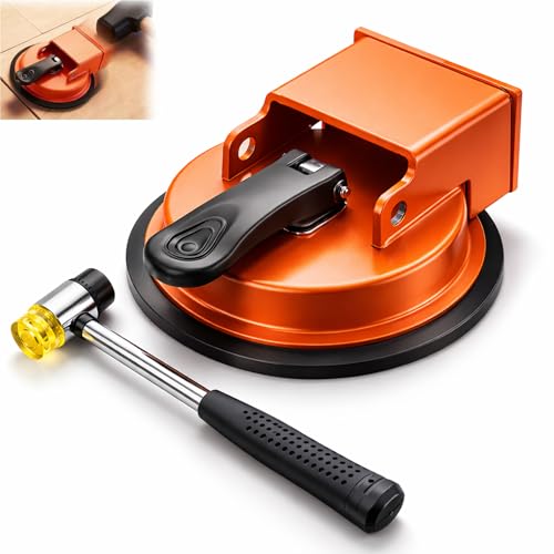 WRSFXV Floor Gap Fixer Tool, Heavy-Duty Laminate Flooring Tools for Wood and Vinyl Planks, Carbon Steel Floor Suction Cup Tool with Rubber Pad, Adjustable Height Setter Close Unsightly Seams (1PC)