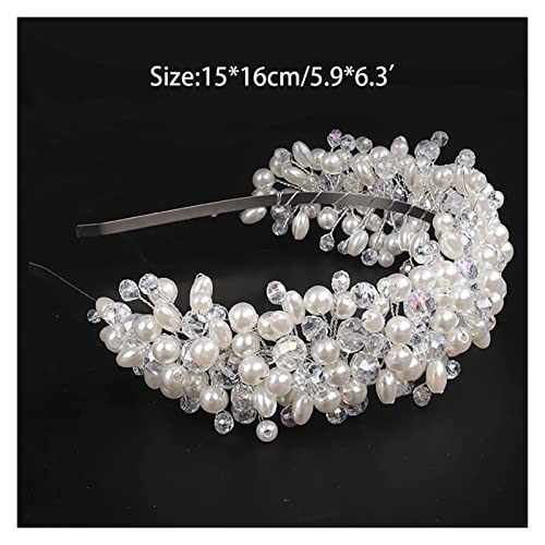 JSJJAET Brautstirnband Bridal Tiara Headwear Pearl Crown Prinzessin Hochzeit Braut Tiara Birne Kristall Stirnband Hochzeit Haarschmuck Brautzubehör Cover