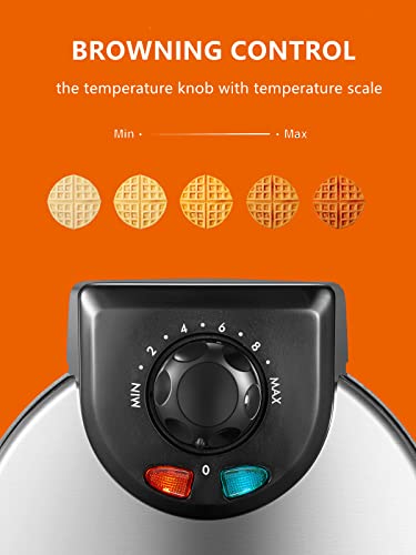 Waffeleisen 850w, Belgische Waffeleisen 20 cm, Bräunungskontrolle, Antihaftbeschichtung Platten, Cool Touch-Griff… – Bild 5