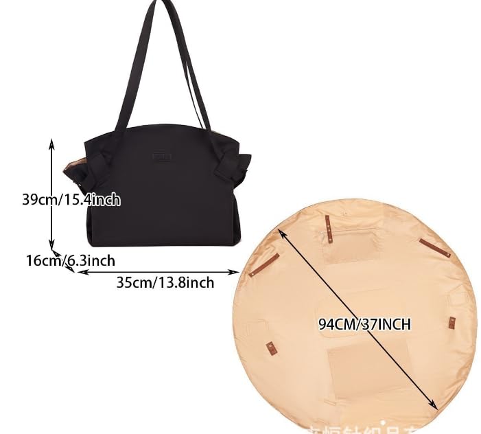 Collapsible Travel Tote Bag, 37-Inch Nylon, Foldable Shopping Shoulder Bag with Storage Pockets2