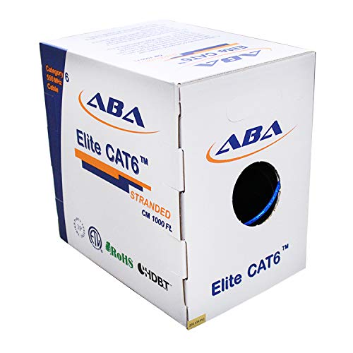 Elite Cat6 24Awg Stranded - Cm, 1000Ft, Unshielded, More Flexible, Bare Copper, 550Mhz, Etl Listed & Ul Listed, Bulk Ethernet Cable, Easy Pull Box, Blue | Create Custom Patch Cables #TOP15