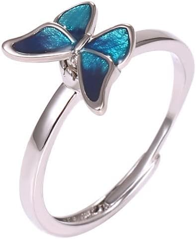 Butterfly Anti Anxiety Ring Stress Relief Fidget Spinner Statement for Women Teen Girls Open Adjustable Stacking Dainty Rotate Freely Calming Jewelry Cute Animal Gift Birthday Christmas Girlfriend