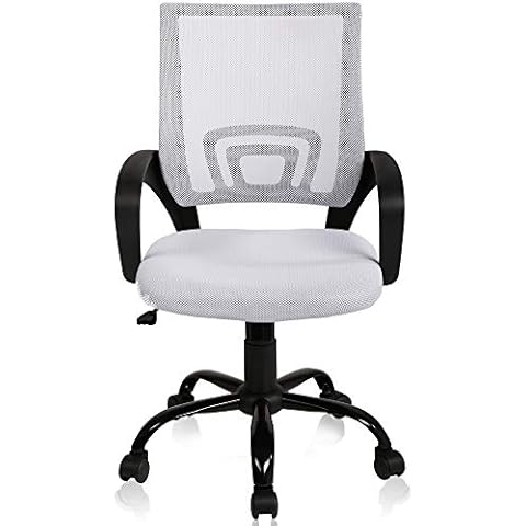 Office Chair Desk Chair Computer Chair Ergonomic Mid Back Mesh Chair with Lumbar Support & Armrest Modern Adjustable Height Swivel Task Executive Chair for Women Men Adult, White Cover