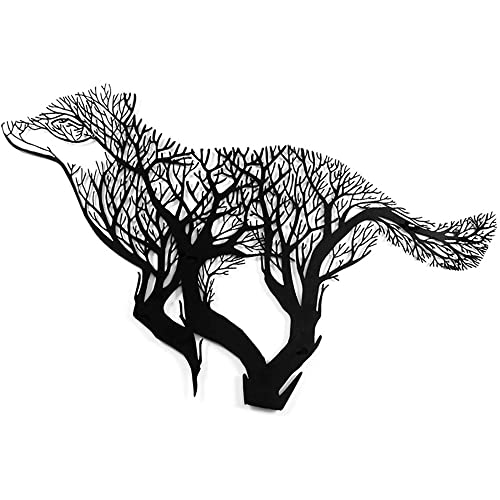 Annoomm Metal 24Inch Running Wolf Wall Decor, Wall Mount Metal Wall Wolf Sculpture, Contemporary Iron Artwork Decor For Home Living Room Decor (Wolf) #TOP2