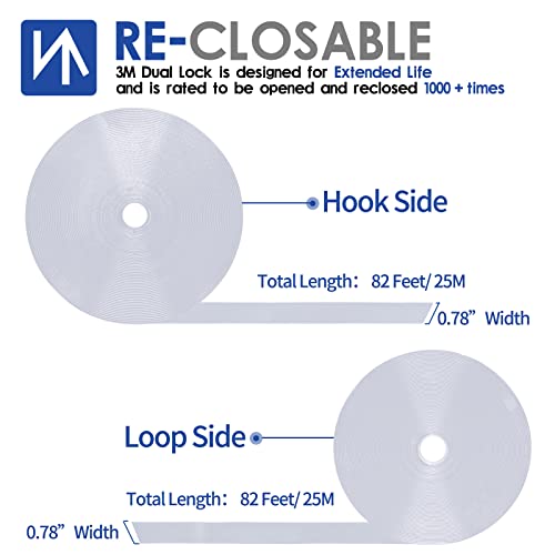 Image of 3 /4 Inch x 82Feet White Hook and Loop Tape, Non Slip Couch Cushion Gripper | Bulk Sticky Back hook loop tape, Apply No Punching Wall Mounting, Keep Carpet Socket in Place at Home and Office