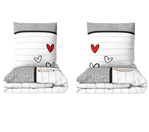 Leonado Vicenti Partnerbettwäsche Set 4 teilig 2X 135x200 cm 2X 80x80 cm...