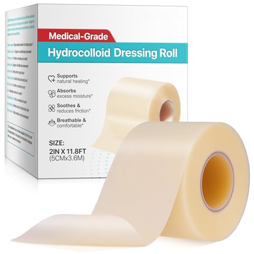 Hydrokolloid Pflaster Rolle 5 cm x 3.6 m, Selbstklebende Hydrocolloid Wundpflaster für Blasen, Schnitte & Hautschutz | Verschiedene Größe zuschneidbar 1 Stück