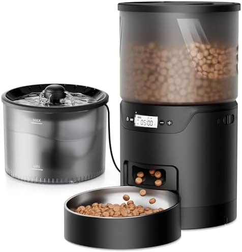 Automatic Cat Feeder and Water Fountain: 3L Timed — shown in a real home setting for scale