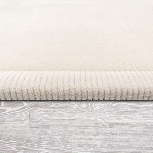 Paco Home Teppich Kinderzimmer Kinderteppich Baby Spielteppich Krabbeldecke Krabbelmatte Weich rutschfest Jungen Mädchen Deko, Grösse:80 cm Rund, Farbe:Creme