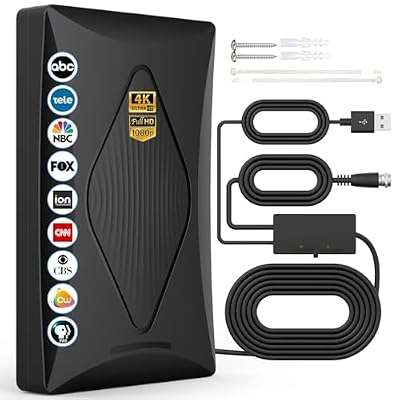 2026 TV Antenna Indoor Antenna for Smart TV, 2200+ Miles Long Range Reception tv Antenna with Amplifier Signal Booster for Local Channels, Clear Reception for 4K 1080p HD All TVs -38FT Coax Cable
