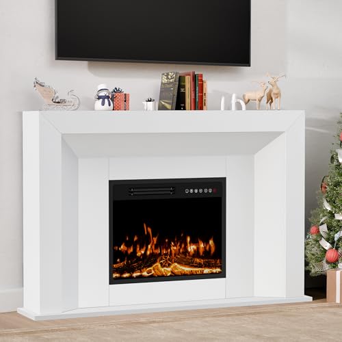 50-Inch Electric Fireplace with Mantel and Remote