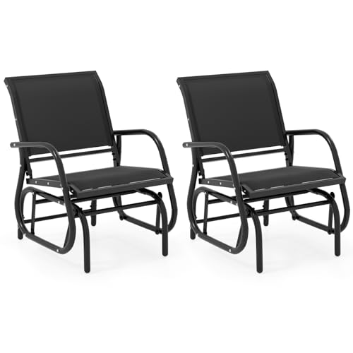 GIANTEX Outdoor Glider Chairs 2 Pack, Smooth Patio Gliding Chairs