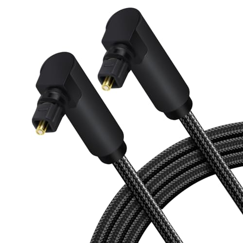 xruc Cable Óptico Audio Digital 1M, Cable Fibra Optica Audio Toslink Doble Codo 90° Giratorio 360°, Cabo Sonido Optico Stereo Dolby pour PS4 Xbox Blu Ray Barra Sonido Optical Audio HDTV Soundbar